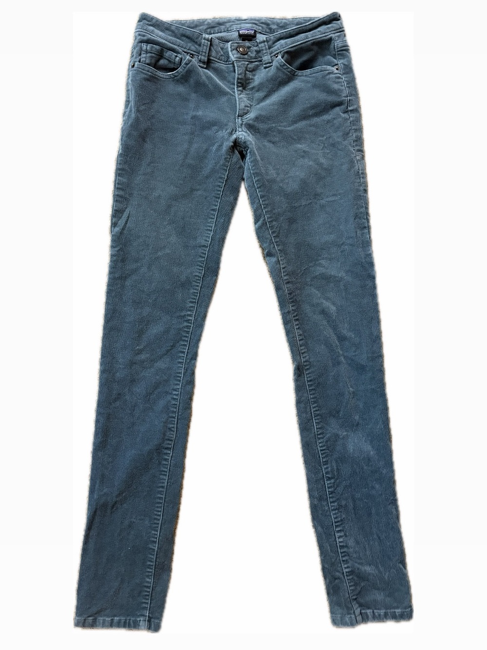 Patagonia Corduroy Organic Cotton Skinny Pants Steel Blue Grey 25 Waist Womens